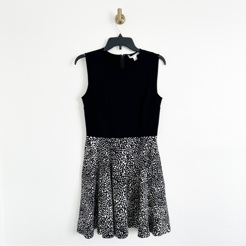 Diane Von Furstenberg DVF Jeannie Leopard Dots Fit & Flare Mini Dress Size 6
